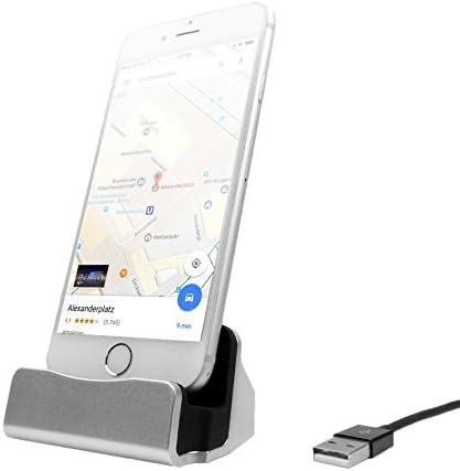 HubLines® - Premium Cell Phone Docks with micro-USB connection plug in silver - for HTC, LG, Huawei, Xiaomi, Sony, Android, tablets, Smartphone holder / stand / cradle / stand / pack / dock / MiniDock Desktop Dock / Charger / Charger