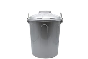 CABLEPELADO Cubo de Basura con tapa, Cubo basura Industrial, Cubo basura Plástico con asas metálicas, Contenedor residuos, 55 cm alto x 44 cm Diámetro superior, Capacidad 51 Litros, Gris