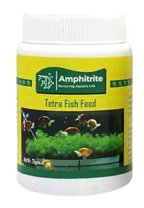 Amphitrite Dry Fish Food, Tetra Feed Complete Diet for Tropical Fishes, Ornamental Fishes and Aquatic Species - 75g
