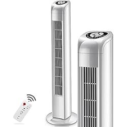 SANDM Climatiseur Mobile Ventilateur Tour, 3 Vitesses Refroidisseur d'air électrique Silencieux Chronométrage Ventilateur de Stand pour Le Bureau Chambre Ménage-Blanc