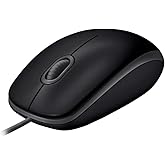 Logitech B110 kablolu USB fare, sessiz tuşlar, tam boyutlu konforlu tasarım, iki elle kullanılabilir PC/Mac/Laptop - Gri