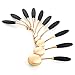 CDC® Golden Black Oval 10PCs Pro Cosmetic Makeup Face Powder Blusher, Toothbrush Curve Liquid Foundation Blending Brush, Powder Cream Concealer Cosmetic Tools-Makeup Kit