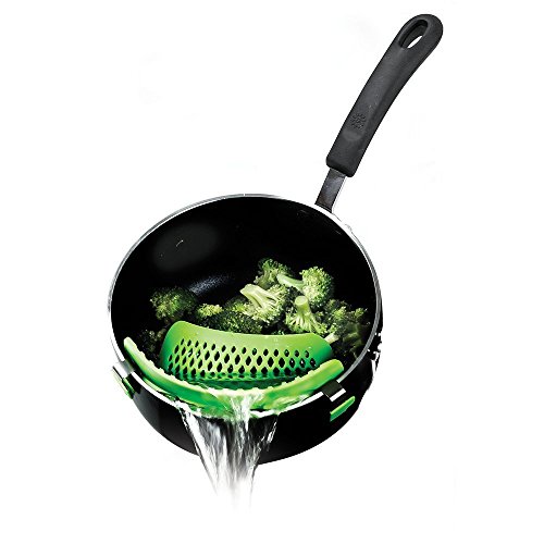 SNAP n STRAIN Pot Strainer,Homi Kitchen Extras Silicone Clip-On Drainer Colander for Draining Food, Universal Size Fits All Cookware (1, Green) by Homi - 3
