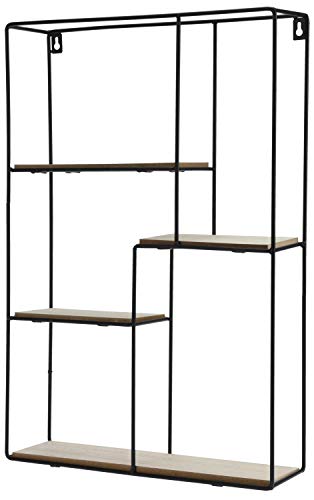 LS-LebenStil Wandregal Setzkasten 4 Ebenen Schwarz Braun 37x10x55cm Regal Wandboard Hängeregal