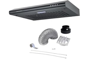 Cookology VISOR600BK DK1M120 60cm Visor Cooker Hood Extractor Fan in Black with Duct