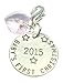 Baby's First Christmas 2015 sign charm with Pink Crystal comes in 3 Different Gift Options Handmade by Libby's Market Place (Organza Gift Bag)