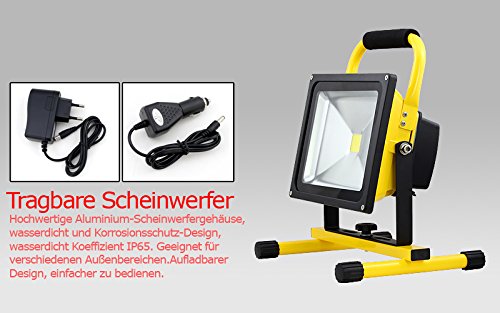 VINGO®LED Scheinwerfer 30w Baustrahler 2400 Lumen AKKU Fluter 4800MA Arbeitslampe Baulicht IP65 Handlampe - 3