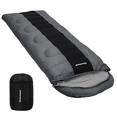 SONGMICS Sac de Couchage Garnissage de Fibres artificielles 220 cm x 84 cm pour Camping, Randonnée, Excursion avec Sac de Compression pour Adulte avec Sac de Compression