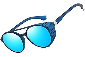 PINKLADY Steampunk Side Mesh Round Circle Retro Vintage Punk Men Sunglasses Goggle Shade