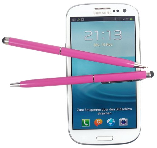 2x PINK tomaxx Stylus Pen - Eingabestift + Kugelschreiber für Sony Xperia ion - Xperia P - Xperia S - Xperia U - Xperia Sola u.a alle Sony Handy mit Touchscreen Display…