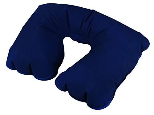 COM-FOUR® 2er Set blaues aufblasbares Nackenkissen Nackenhörnchen Reisekissen (2 Stück – blau) - 2