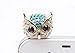 JUNGEN 3D Strass Nachteule Eule Owl Staub Schutz Diamant Bling Stecker Anti Dust Plug Stöpsel Kappe 3,5 mm Headset Buchse Earphone für Smartphone Tablet, iPhone 6s 4.7 Zoll, iPhone 6s Plus, Samsung i9600, S5 Mini, Note 4, LG Mini,HTC M4 M7 M8,Sony, iPad air,Moto G, Huawei