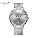 Peepheaven Julius JA-426 Quarzuhr Edelstahl Mesh Strap Wasserdichte Armbanduhr-Silber (für Männer)