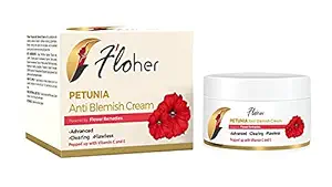 Floher Petunia Anti Blemish Face Cream For Women (Oily or Dry Skin)- Dark Spot Removal, Pigmentation Removal, Acne, Pimples - Vitamin C & E Herbal & Natural 50g