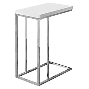 Monarch Spezialitäten Metall Chrom und Weiß Accent Beistelltisch
