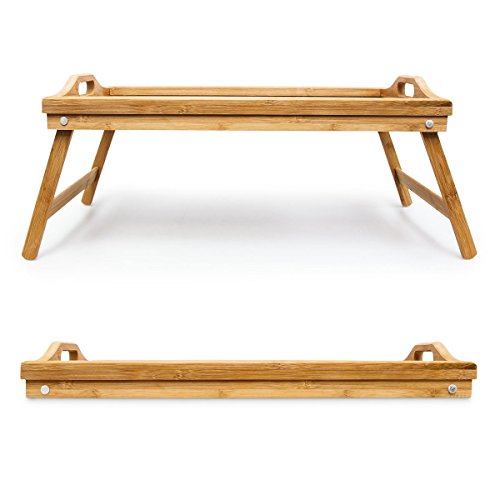 Edles BAMBUS Tablett – 50 x 30 cm – Betttablett – Holz Tablett – Frühstückstablett – Tisch für Bett - 6
