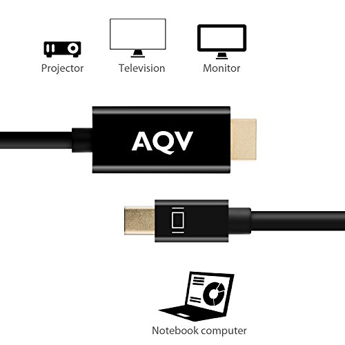 Mini DP zu HDMI, AQV Mini DisplayPort (Thunderbolt kompatibel) zum HDMI HDTV Konverter Stecker an Steckdose 6 Fuß Adapterstecker zum Stecker 1,83 m - 7