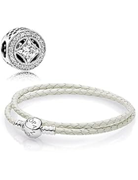 Pandora Geschenkset Starterset 791970CZ (Vintage Zauber Charm) + 590745CIW-D2 38cm zweifach gewickelt (Armband)
