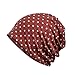 Produktbild Fuibo Strickmützen für Herren und Damen, Frauen Indien Muslim Stretch Turban Hut Dot Print Haarausfall Kopftuch Wrap | Basecap, Baseball Cap, Verstellbar (Wine)