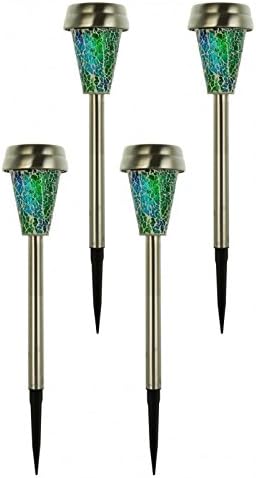 Mosaic LED solar light plug blue-green in set of 4