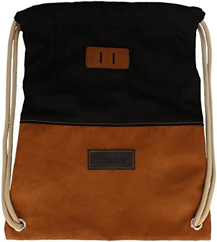7details Premium Gym Bag Backpack Sports Fitness Cotton Leather Women Men Children, Farbe:Schwarz