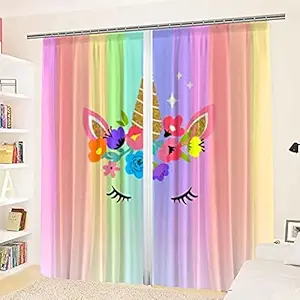 SVV 3D Unique Design Digital Printed Polyester Fabric Curtains for Bed Room Kids Room Living Room Color Yellow Window/Door/Long Door (D.N.709) (4 x 7 Feet (Size ; 48 x 84 Inch) Door, 2)