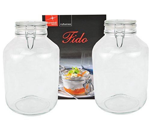 2er Set Einmachglas Bügelverschluss Original Fido 5,0L incl. Bormioli Rezeptheft