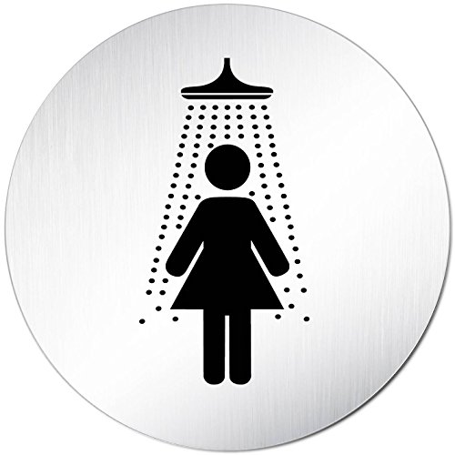 Türschild Hinweisschild "Dusche Damen" Aluminium (eloxiert) Rund 100mm Ø