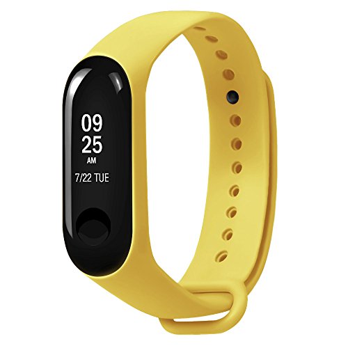 Zolimx Deportes Soft TPE Silicona Reemplazo Fitness Pulsera Original Correa de Muñeca para Xiao Mi Band 3 Smartwatch (Amarillo)