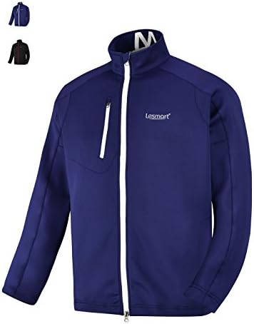 Lesmart Men Golf Jacket Track Softshell Full Zipper Water Resistant Breathable Lightweight Outerwear