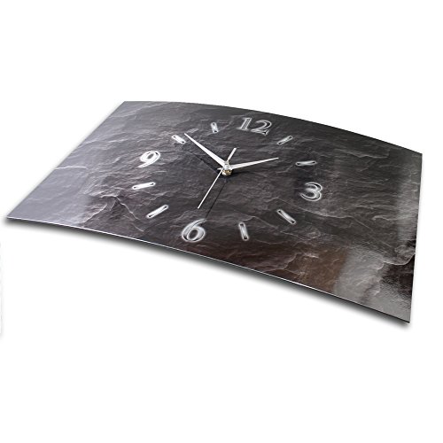 Kreative Feder Abstrakt Schiefer Metallic Designer Funk Wanduhr Funkuhr modernes Design * Made in Germany* WAG160FL * leise kein Ticken (50×30) - 2
