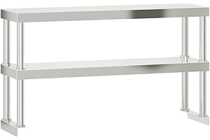 vidaXL Estante sobre Mesa de Trabajo 2 Pisos Acero INOX 110x30x65 cm