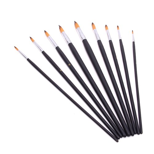 9 Stück Künstler malen mit dem Pinsel Set Runde Spitze Nylon Aquarell Acrylfarbe Haarbürsten - 6