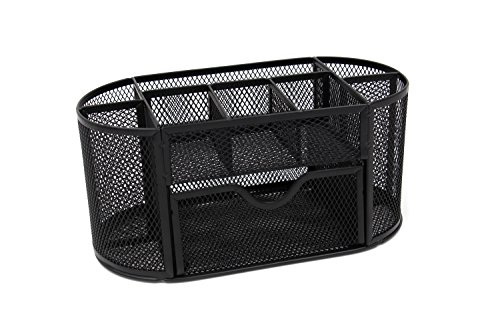 Schreibtisch-Aufbewahrungskorb, Drahtgeflecht, für das Büro, Multifunktional, Aufbewahrungslösung, Stifte-/Bleistift-Halter schwarz - 2