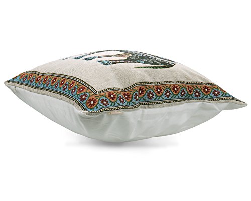 Luxbon Baumwolle Leinen Kissenbezug Lendenkissen Wurfkissenbezug Pillowcase Auto Haus Deko 18 x 18 “ Tapestry Jacquard Retro indischer Elefant - 2