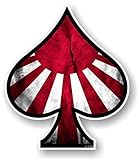 Fabricado en el Reino Unido As de Picas Diseño con Japonés Sol Naciente Bandera Jdm Estilo Impreso Vinilo Coche Moto Pegatina 100x85mm por Ctd
