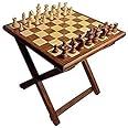 Allen Global Handmade Wooden Table Chess - Foldable with Storage Box (12X12) Inches, Chess Board.
