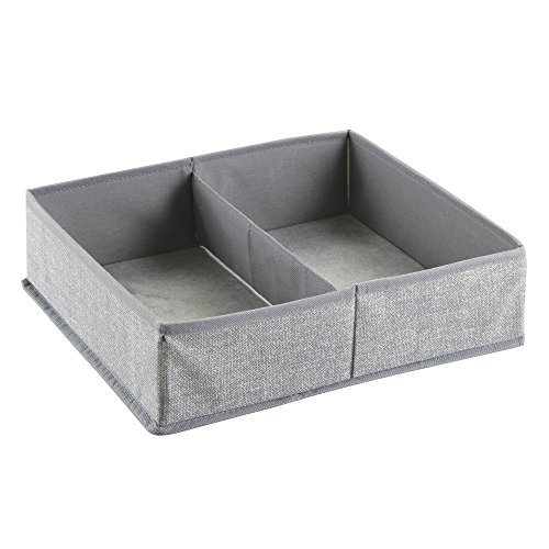 mDesign Stoffbox für Schrank oder Schublade, 2 Fächer – die ideale Aufbewahrungsbox (Stoff) – flexibel verwendbare Stoffkiste – Farbe: grau - 3