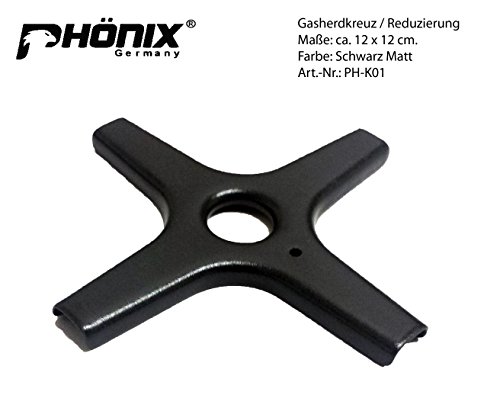 Campingkocher 2 flammig Gaskocher Gasgrill 3,3 KW mit Deckel Gasherd Kochfeld + Grillplatte + Phönix Gasherdkreuz + Gasschlauch-Regler Set - 4