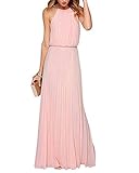  Yigoo Kleider Abendkleider Lang Cocktailkleid Damen Ballkleid Elegant Chiffon Neckholder Schulterfrei für Festlich Hochzeit Rosa S