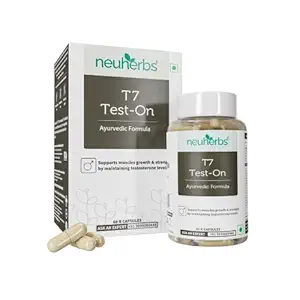 Neuherbs Ayurvedic T7 Test On [Approved by Ministry of AYUSH] (Testosterone Booster For Men) With Shilajit, Ashwagandha, Gokshura, Kali Mirch, Safed Musli, Kapikachhu seed for Muscle Growth, Strength, Stamina & Vitality | 60 Capsules