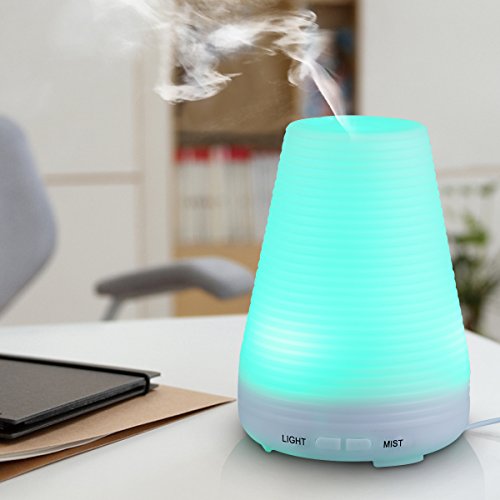 Mini Ultraschall Luftbefeuchter Duftzerstäuber Duft/Aroma Diffuser mit 7 LED Farbwechsel Ätherische Öle Aromatherapy Diffusor Vernebler Raumbefeuchter Raumluftbefeuchter Luftbefeuchtungsgeräte 100ML - 5