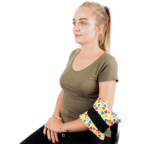 Saco térmico de semillas para microondas especial para articulaciones (35x15 cm) Con cinta elástica de sujeción y funda lavable. Hechos con tela de algodón 100% ST10 (Corazones)