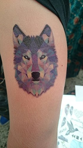 GRAFISCHE TATTOOS LINIEN TATTOOS 3 Stück SET FAKE TATTOOS FLASH TATTOO WOLF VÖGEL FEDER TRAUMFÄNGER BÄUME BLUMEN - 5