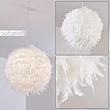 EXTRAVAGANTER DECKENSTRAHLER: Sehr stylische Deckenlampe mit rundem Kunststofflampenschirm, der mit Federn besetzt ist. Ein Hingucker für jeden Raum.