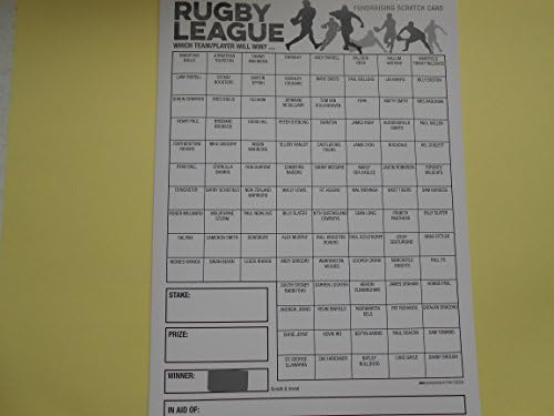 DWL RUGBY LEAGUE FUNDRAISING SCRATCH CARD= 100 SPACES X 1 CARD - WHICH TEAM/PLAYER WILL WIN?