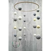 Mobile Filz | Kreis Perle Kugel natur