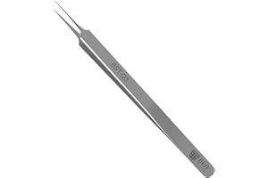 YIUS Edelstahl-Pinzette, hochpräzise, superfeine Fingerabdruck-Pinzette, extra feine Labor-Pinzette mit gebogener Spitze, Industrie-Pinzette für Installation und Wartung (Q3)