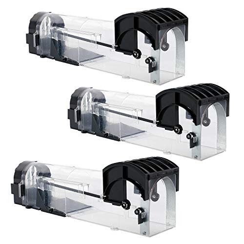 GoMaihe Piege a Souris Transparent et Convivial 3 pcs, Pas Besoin de Tuer Pieges a Rat a Taupes, Attrape tapette Souris Intelligent Réutilisable pour Une Utilisation en Intérieur et en Extérieur