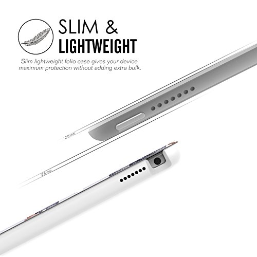 MoKo Hülle für iPad Pro 9.7 – Ultra Lightweight Slim PU Leder Tasche Schutzhülle Schale Smart Shell Case mit Auto Schlaf / Wach Funktion und Standfunktion für Apple iPad Pro 9.7 Zoll Tablet, Blumen Marineblau - 7